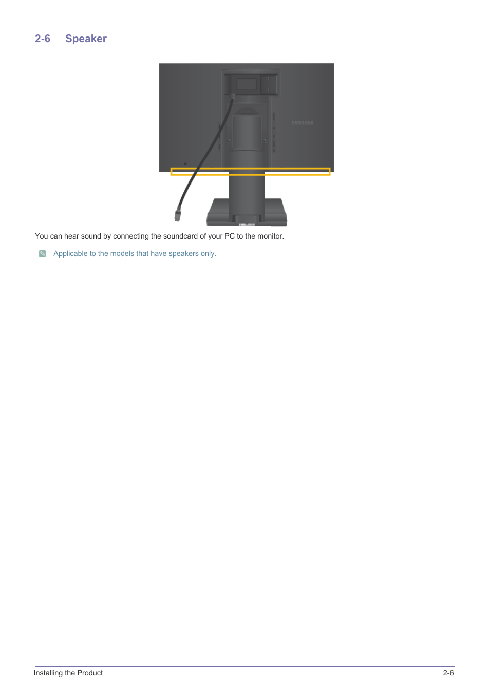 6 speaker, Speaker -6 | Samsung LS24A450BWT-GO User Manual | Page 19 / 104