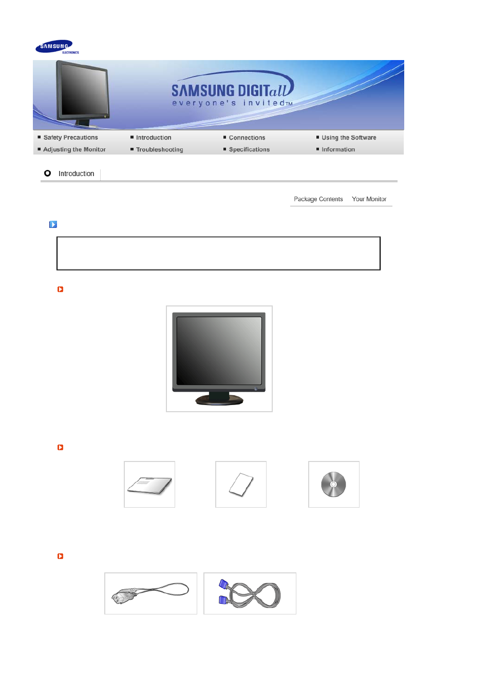 Introducion, Syncmaster 731b / 931b, Package contents | Your monitor | Samsung LS17MEBSBD-XAA User Manual | Page 12 / 84