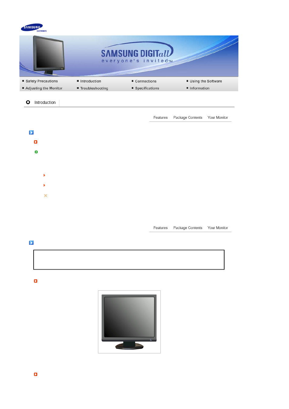 Syncmaster 731bf / 931bf, Features, Package contents | Your monitor | Samsung LS17MEBSBD-XAA User Manual | Page 16 / 84