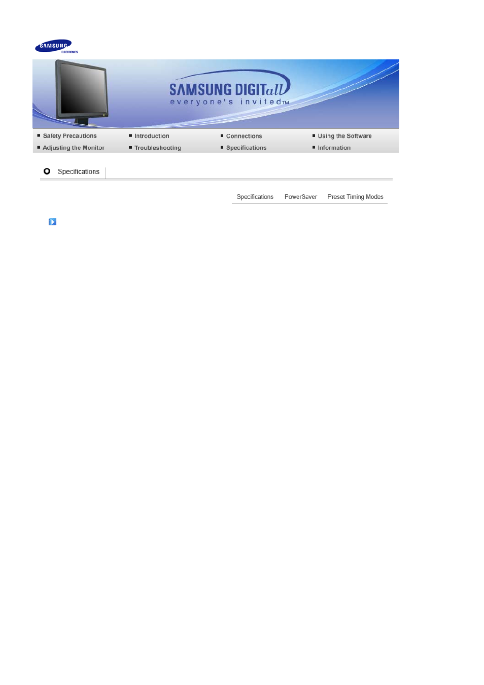 Specifications, Syncmaster 731b, Powersaver | Samsung LS17MEBSBD-XAA User Manual | Page 64 / 84