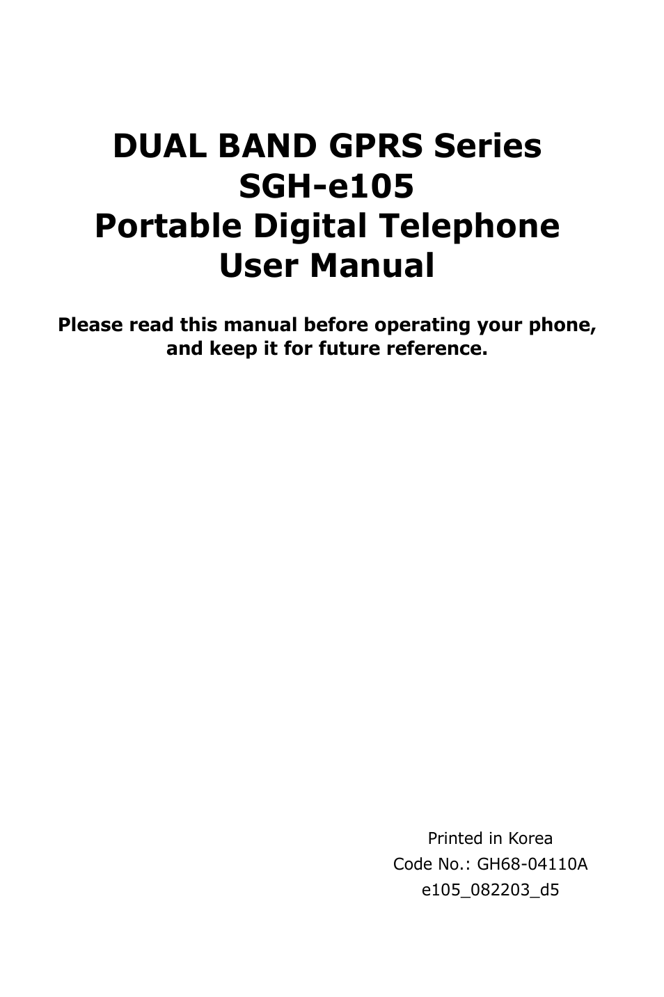 Samsung SGH-E105CSATMB User Manual | 165 pages
