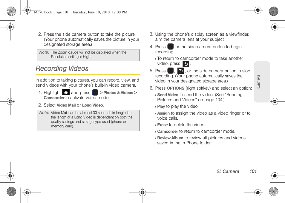 Recording videos | Samsung SPH-M570ZKASPR User Manual | Page 113 / 211