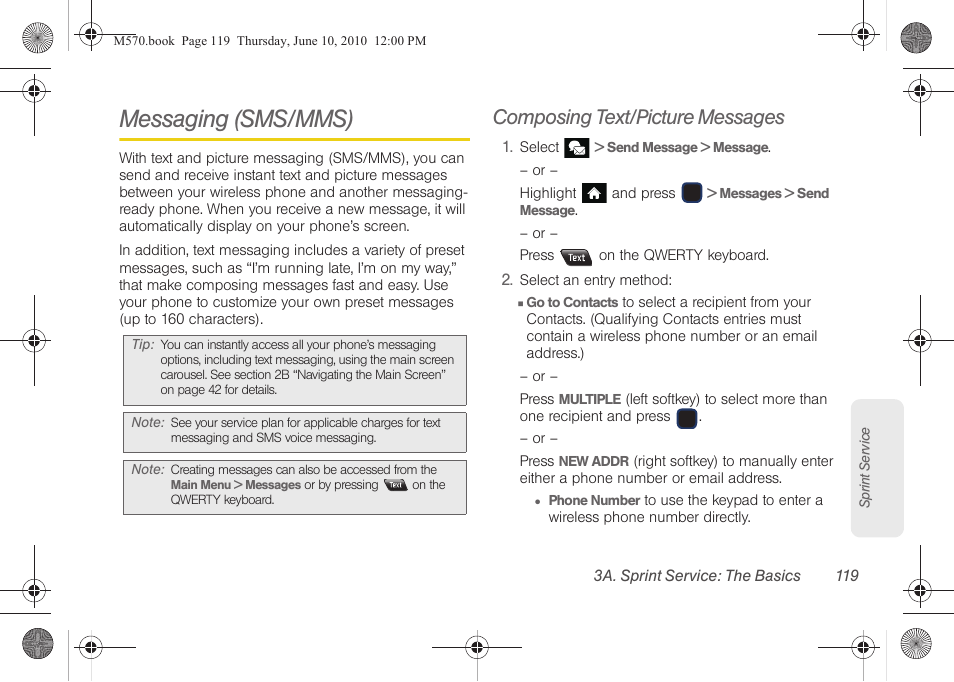 Messaging (sms/mms), Composing text/picture messages | Samsung SPH-M570ZKASPR User Manual | Page 131 / 211