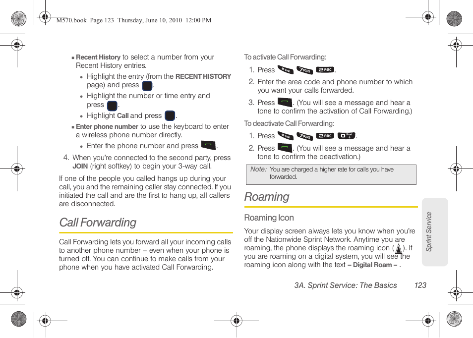 Call forwarding, Roaming | Samsung SPH-M570ZKASPR User Manual | Page 135 / 211