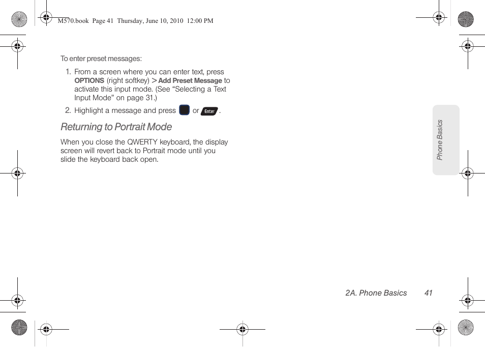 Returning to portrait mode | Samsung SPH-M570ZKASPR User Manual | Page 53 / 211