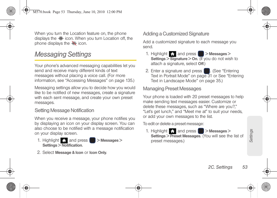 Messaging settings | Samsung SPH-M570ZKASPR User Manual | Page 65 / 211