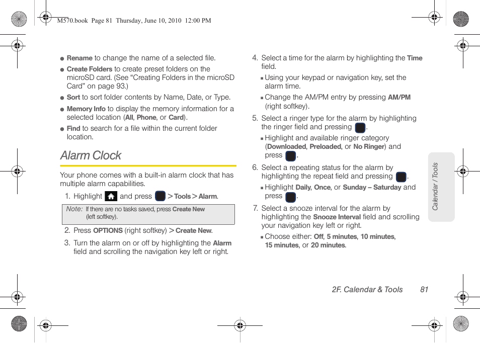 Alarm clock | Samsung SPH-M570ZKASPR User Manual | Page 93 / 211