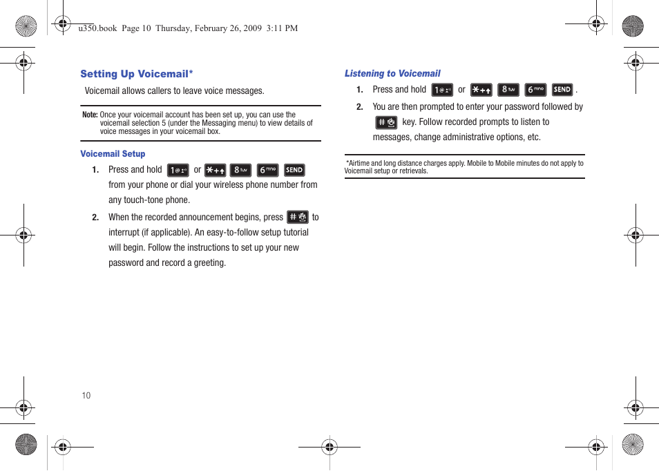 Setting up voicemail | Samsung SCH-U350MAAVZW User Manual | Page 14 / 143