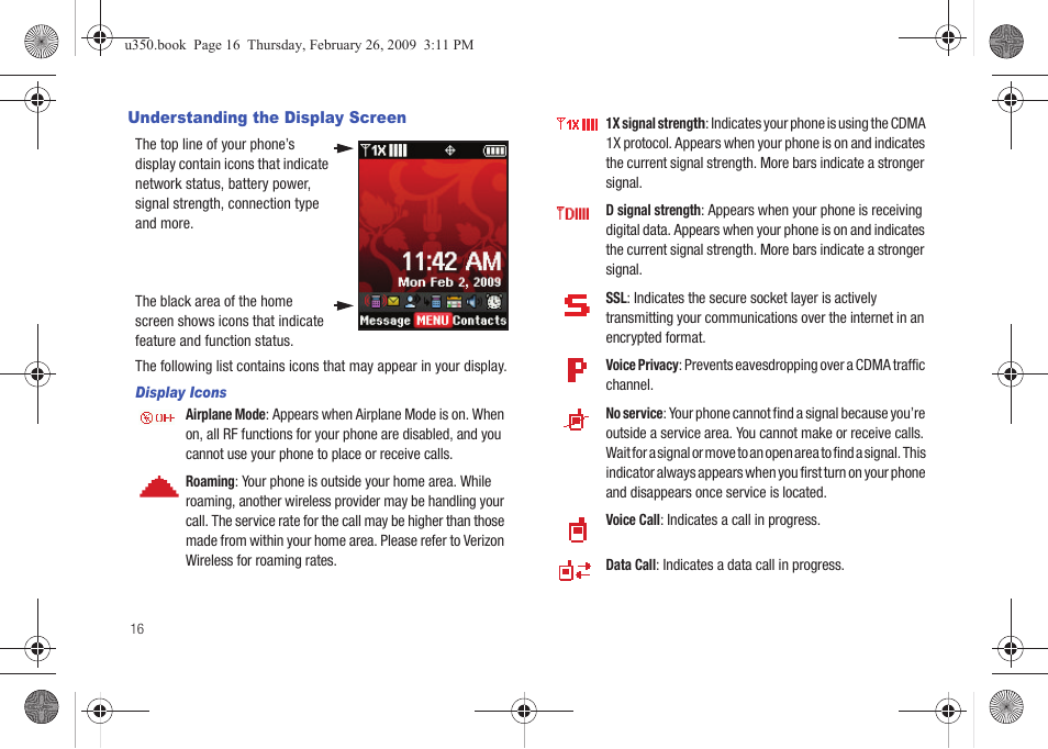 Understanding the display screen | Samsung SCH-U350MAAVZW User Manual | Page 20 / 143