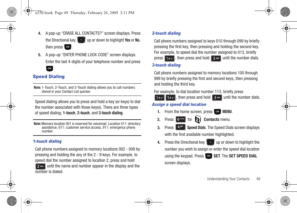 Speed dialing | Samsung SCH-U350MAAVZW User Manual | Page 53 / 143