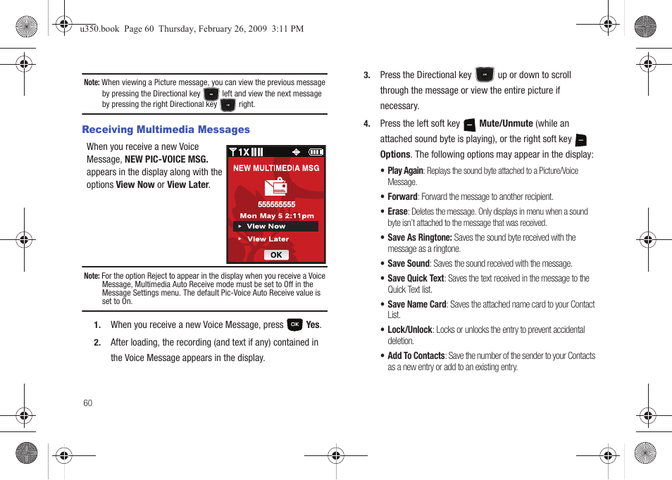 Receiving multimedia messages | Samsung SCH-U350MAAVZW User Manual | Page 64 / 143