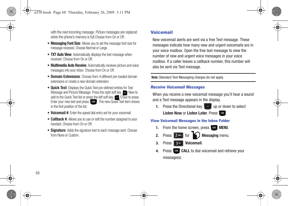 Voicemail | Samsung SCH-U350MAAVZW User Manual | Page 72 / 143