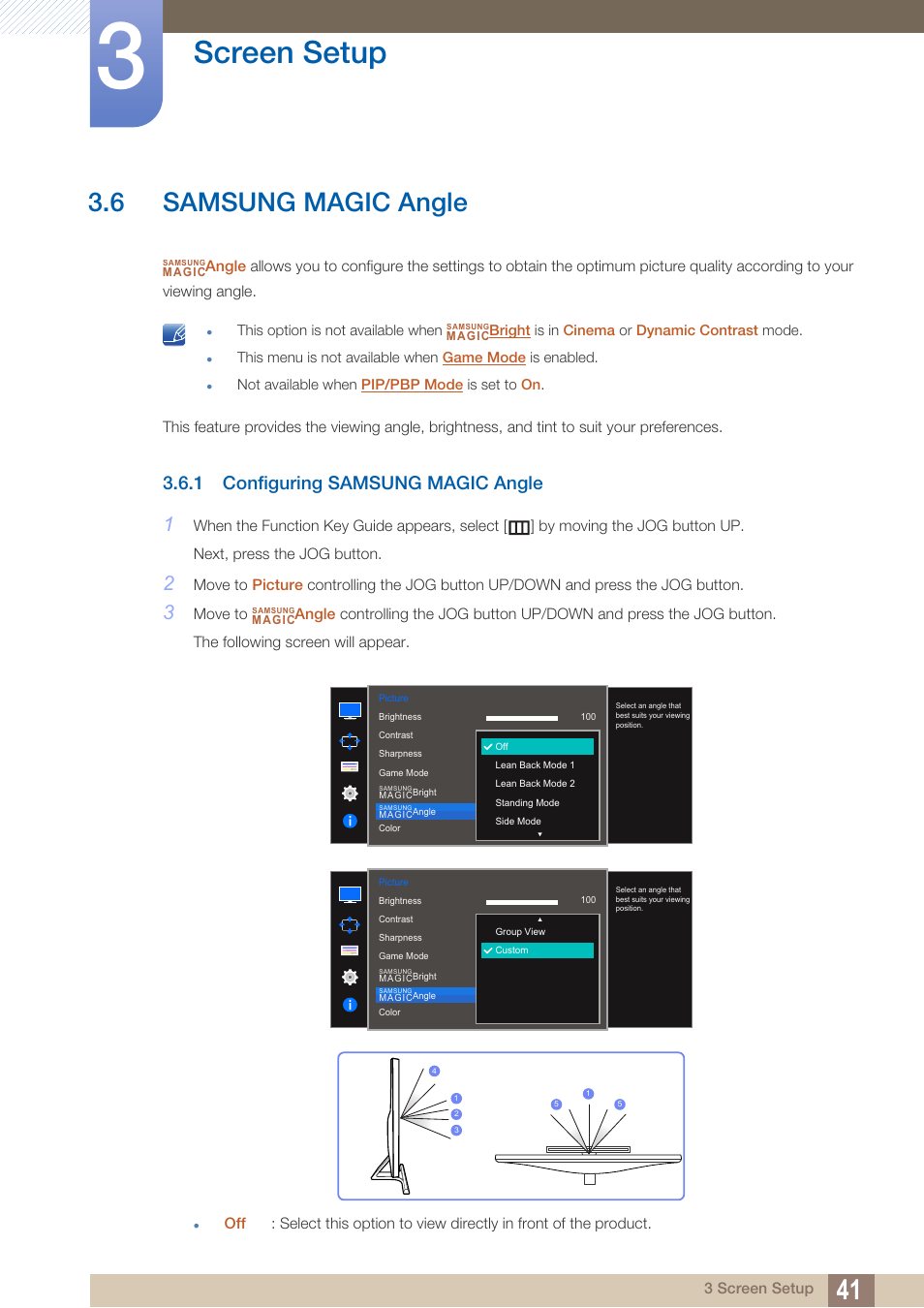 6 samsung magic angle, 1 configuring samsung magic angle, Samsung magic angle | Configuring samsung magic angle, Angle, Samsung, Magic, Screen setup | Samsung LU28D590DS-ZA User Manual | Page 41 / 101