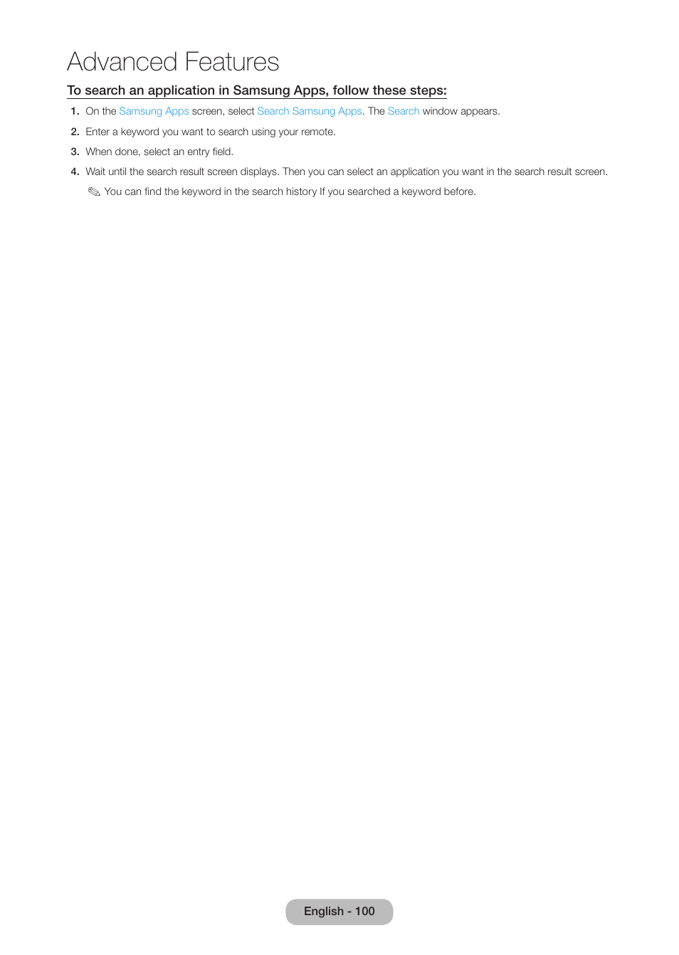 Advanced features | Samsung LT27B750NDX-ZA User Manual | Page 100 / 156