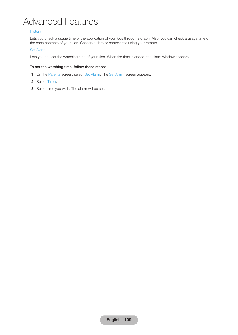 Advanced features | Samsung LT27B750NDX-ZA User Manual | Page 109 / 156