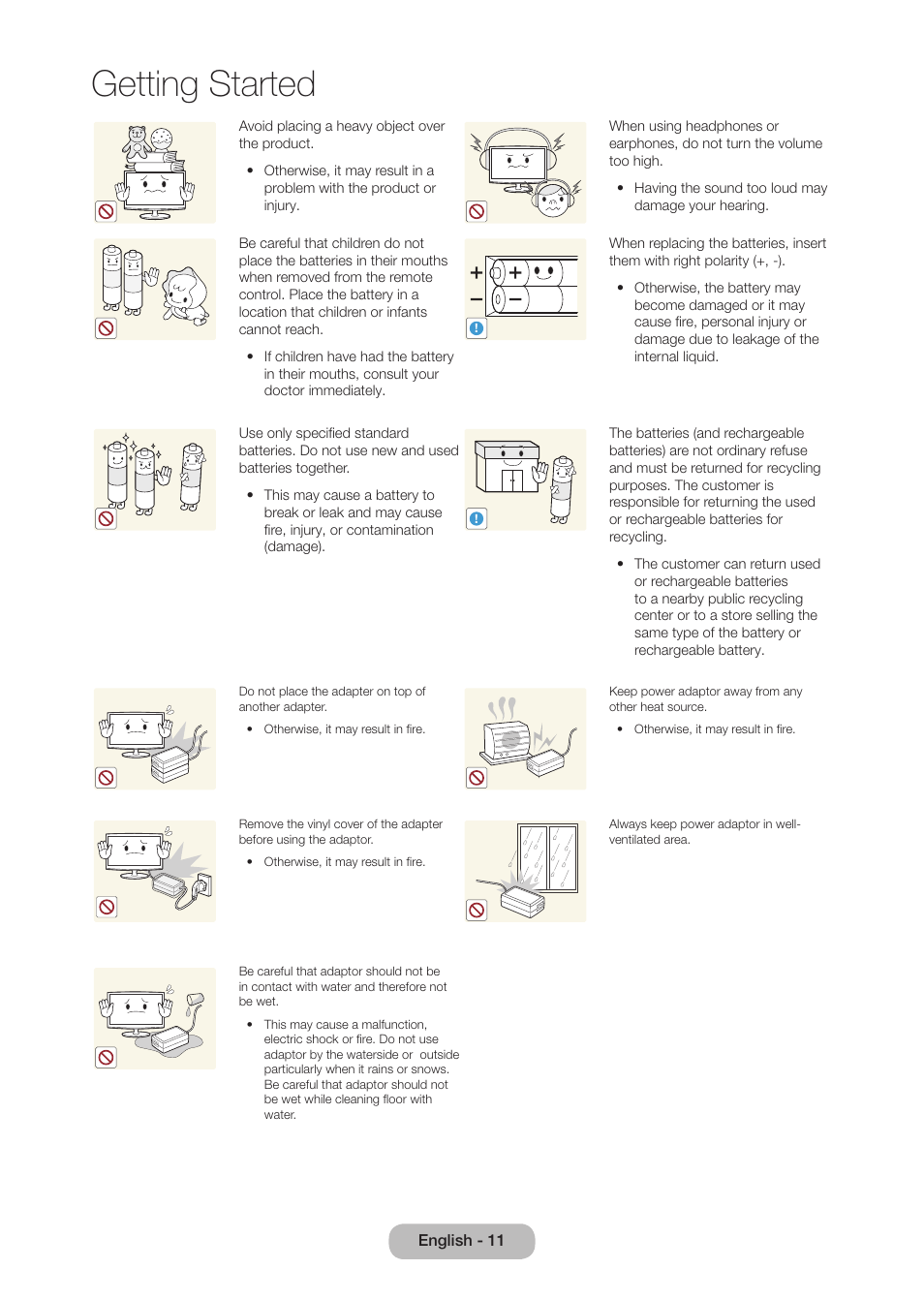 Getting started | Samsung LT27B750NDX-ZA User Manual | Page 11 / 156