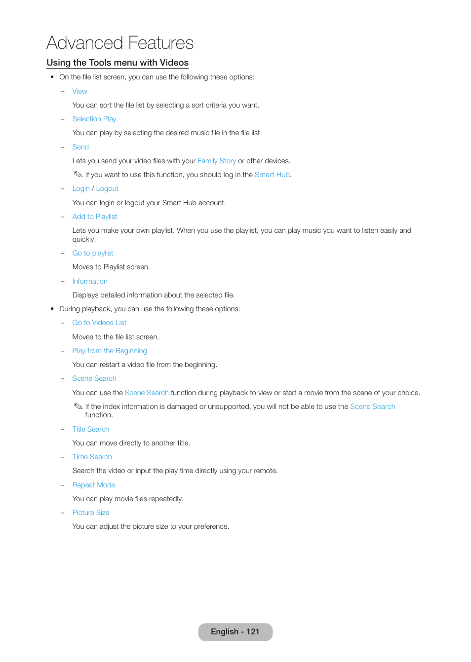 Advanced features | Samsung LT27B750NDX-ZA User Manual | Page 121 / 156