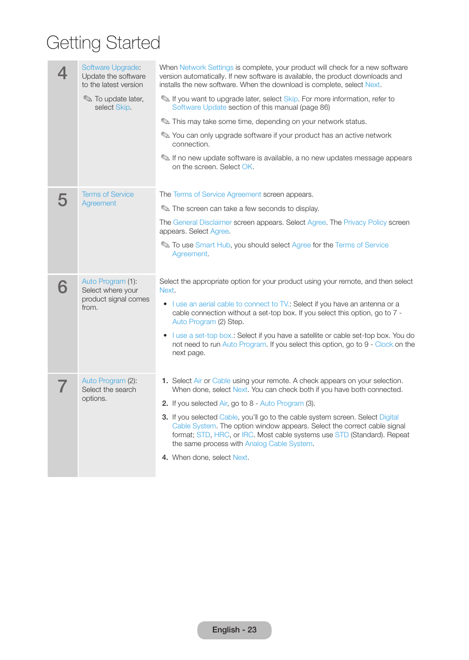 Getting started | Samsung LT27B750NDX-ZA User Manual | Page 23 / 156