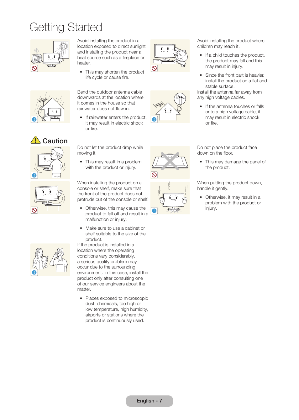 Getting started, Caution | Samsung LT27B750NDX-ZA User Manual | Page 7 / 156