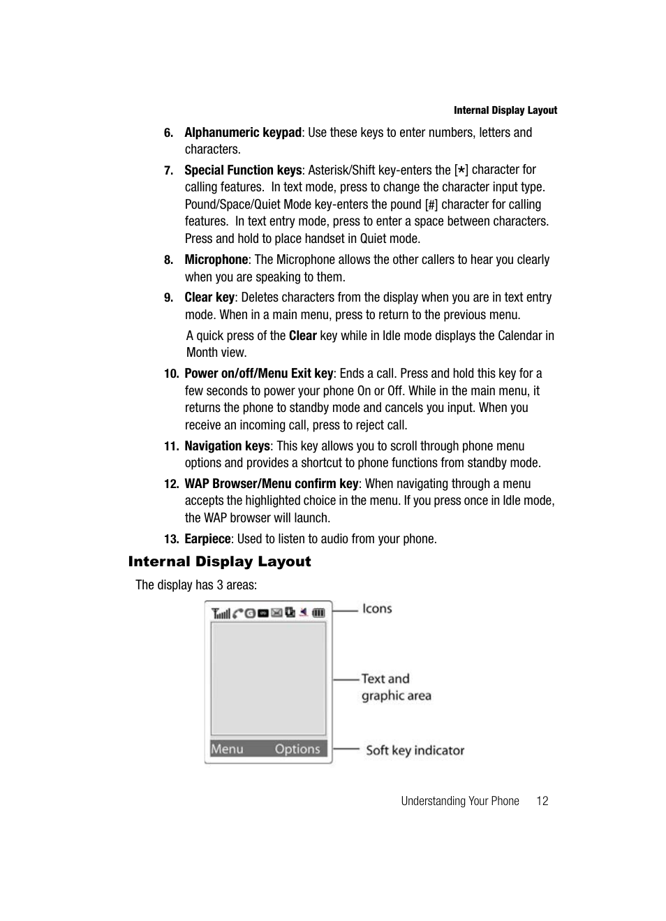 Internal display layout | Samsung SGH-A127WRAATT User Manual | Page 15 / 130