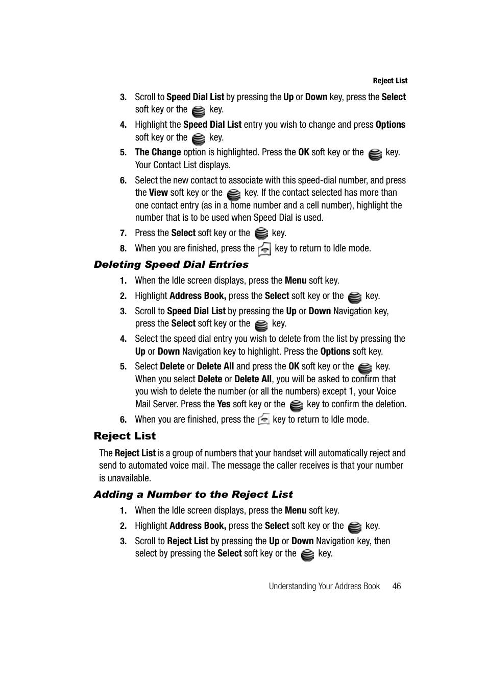 Reject list | Samsung SGH-A127WRAATT User Manual | Page 49 / 130