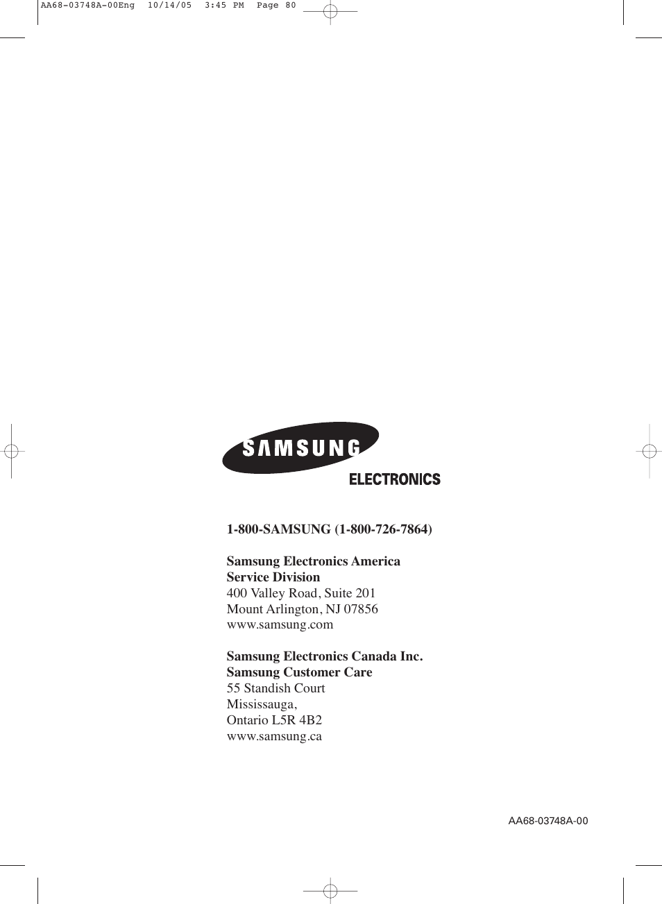 Samsung TXR3081WHKXXAA User Manual | Page 80 / 80