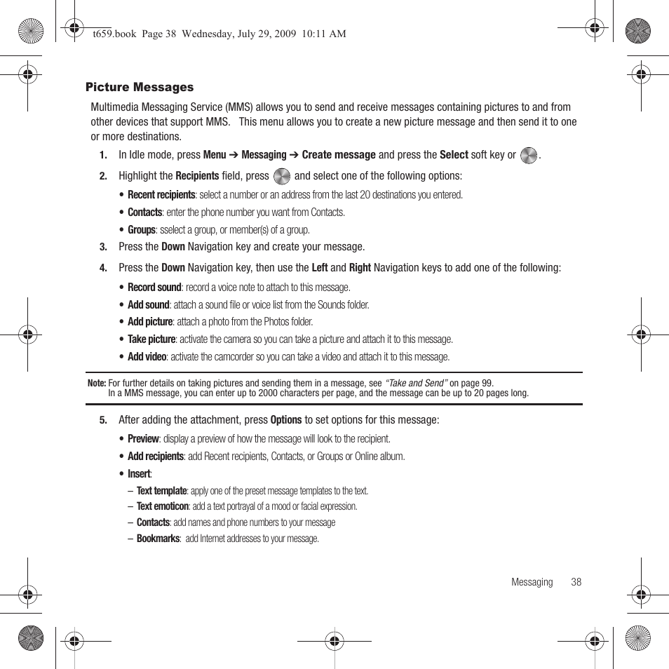 Picture messages | Samsung SGH-T659OSBTMB User Manual | Page 41 / 140