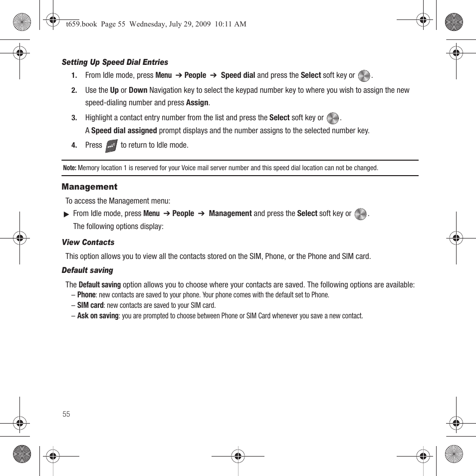 Management | Samsung SGH-T659OSBTMB User Manual | Page 58 / 140