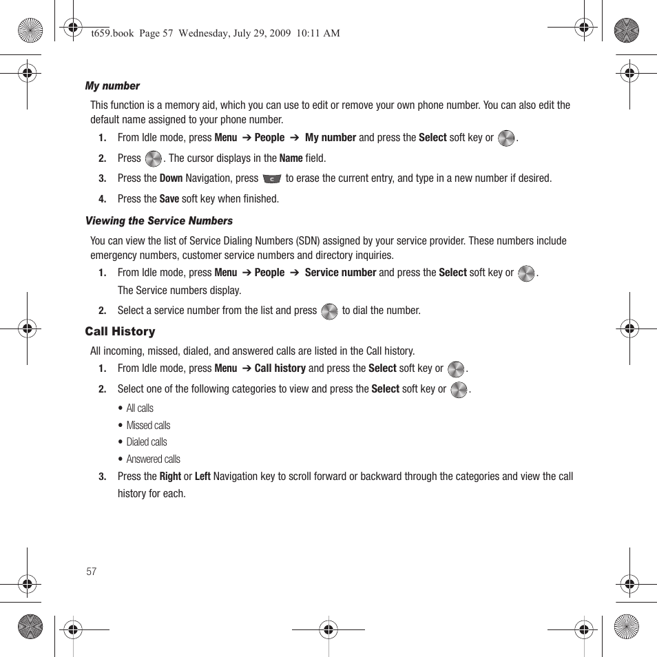 Call history | Samsung SGH-T659OSBTMB User Manual | Page 60 / 140