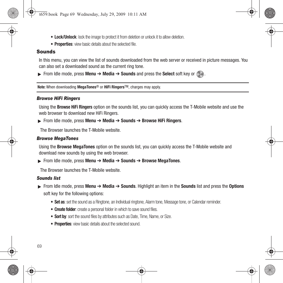 Sounds | Samsung SGH-T659OSBTMB User Manual | Page 72 / 140