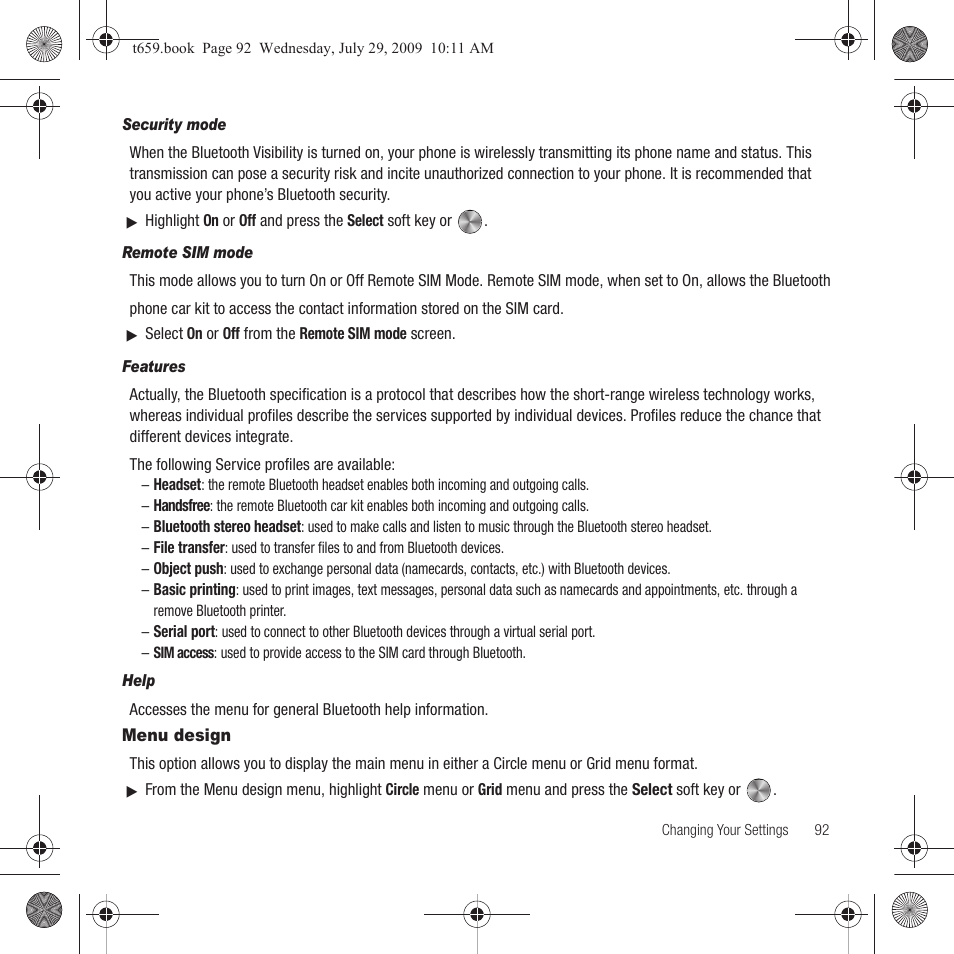 Menu design | Samsung SGH-T659OSBTMB User Manual | Page 95 / 140