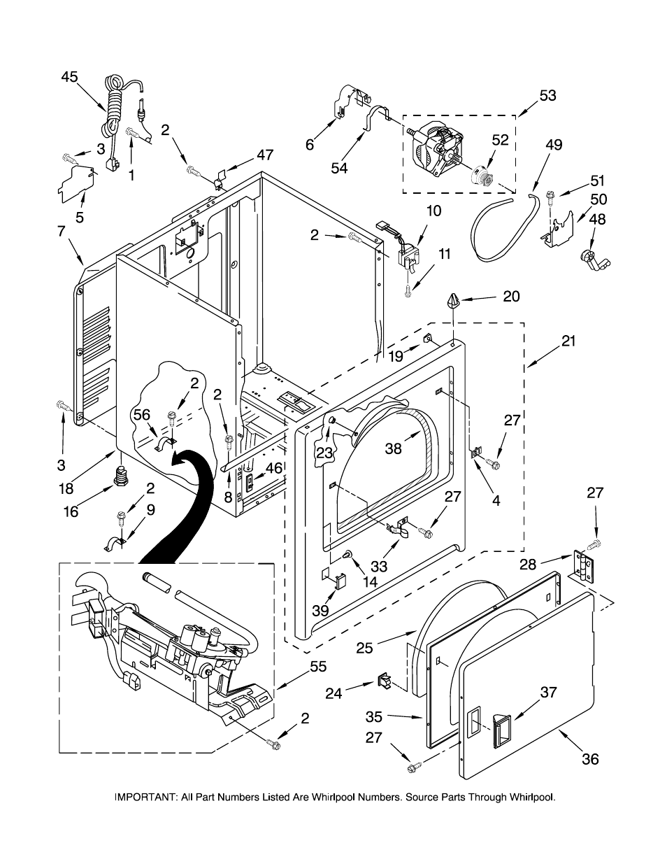 Cabinet, Cabinet parts | Amana NGD5800TQ0 User Manual | Page 3 / 9