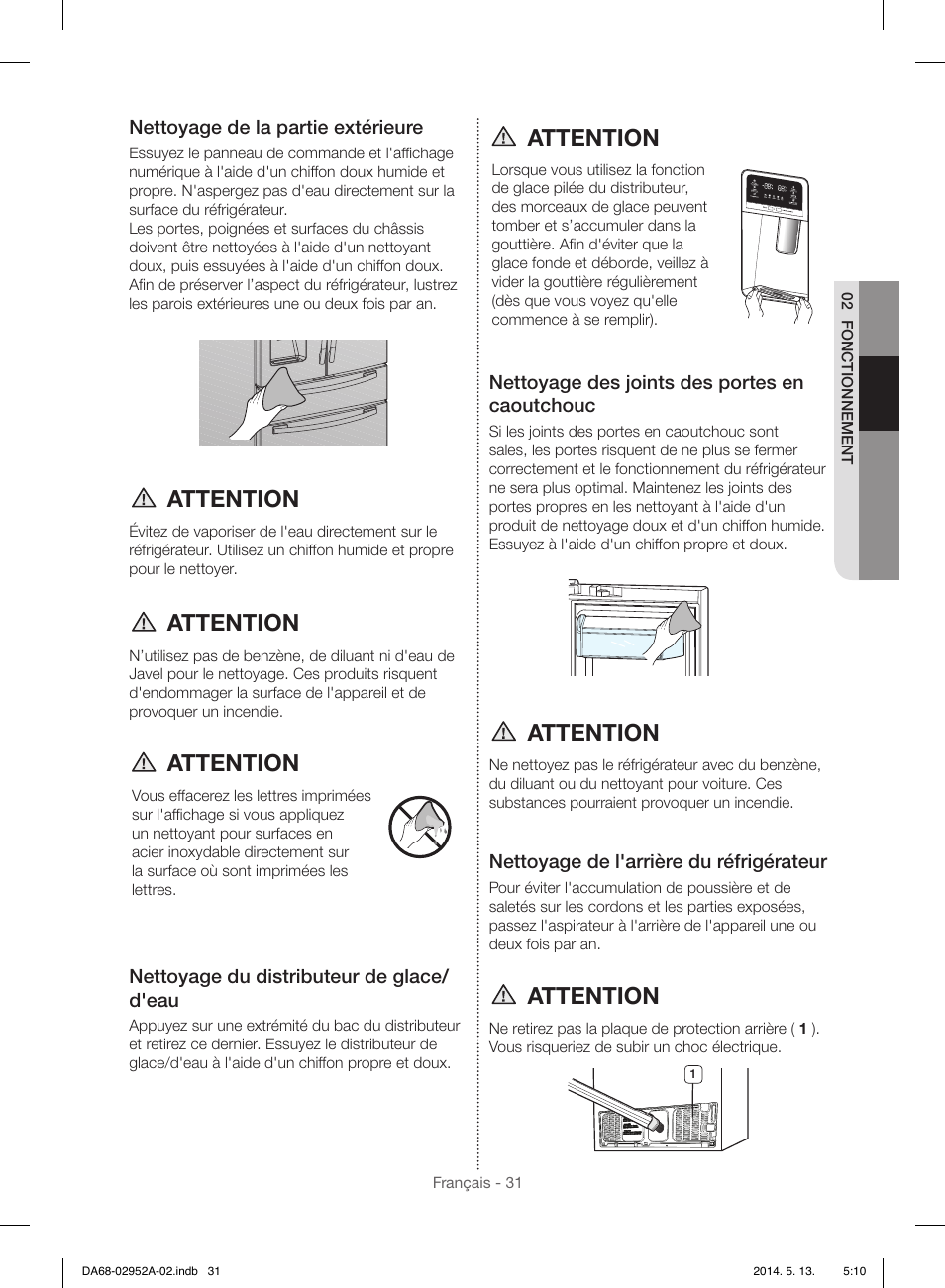 Attention | Samsung RF28HMEDBWW-AA User Manual | Page 107 / 116