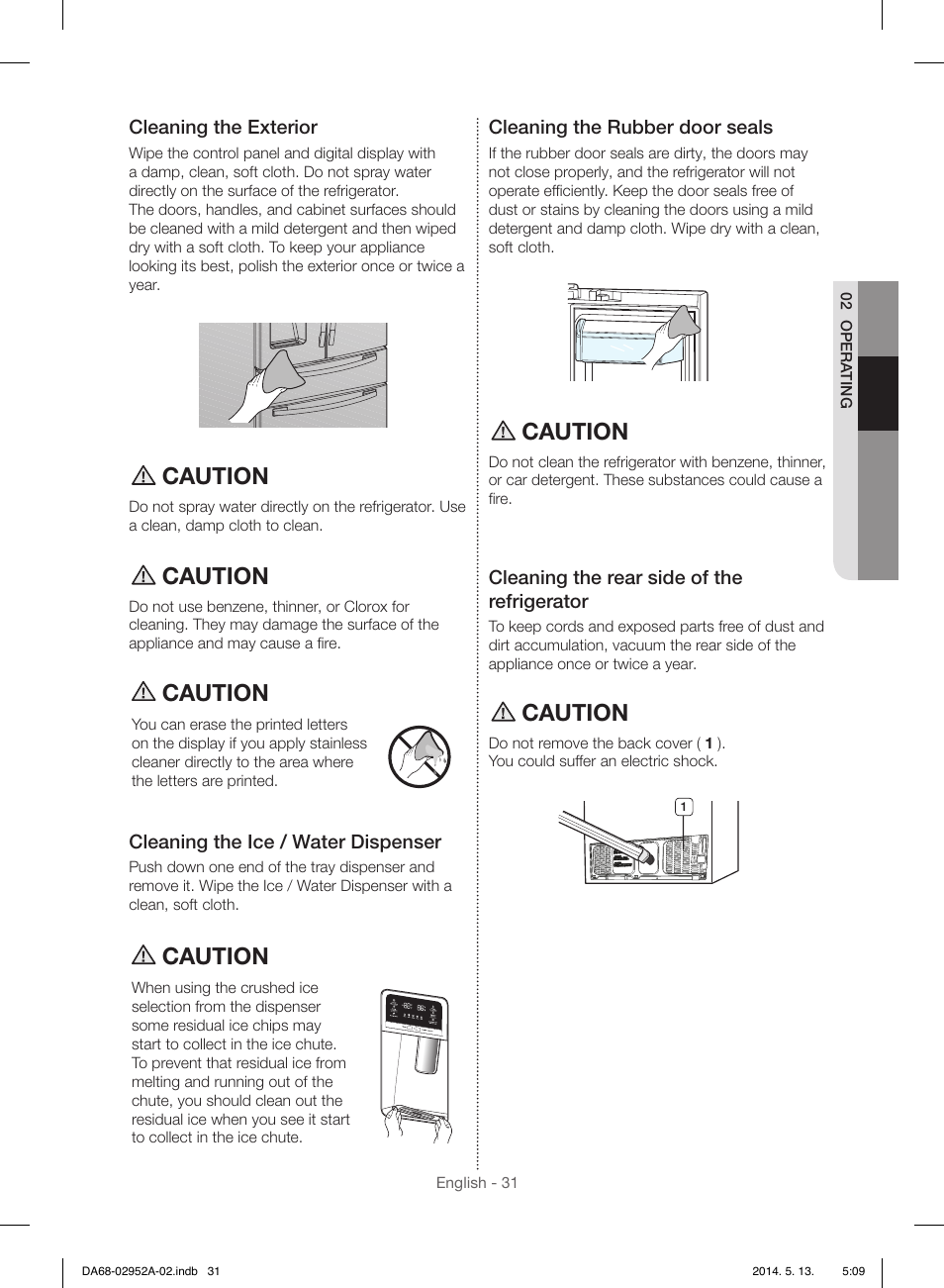 Caution | Samsung RF28HMEDBWW-AA User Manual | Page 31 / 116