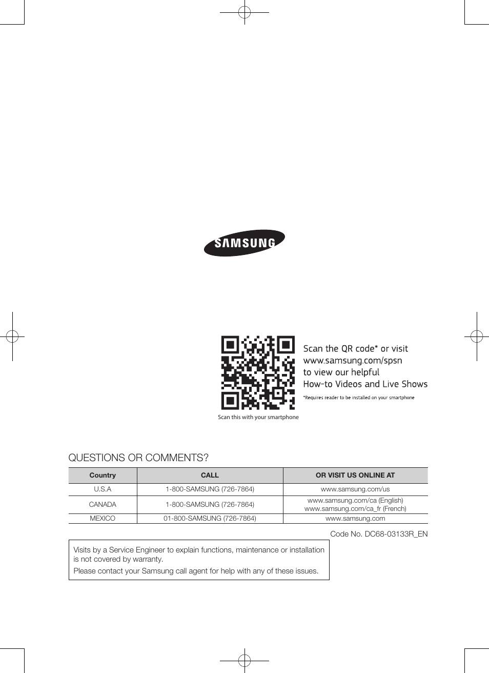 Questions or comments | Samsung WA56H9000AP-A2 User Manual | Page 44 / 132