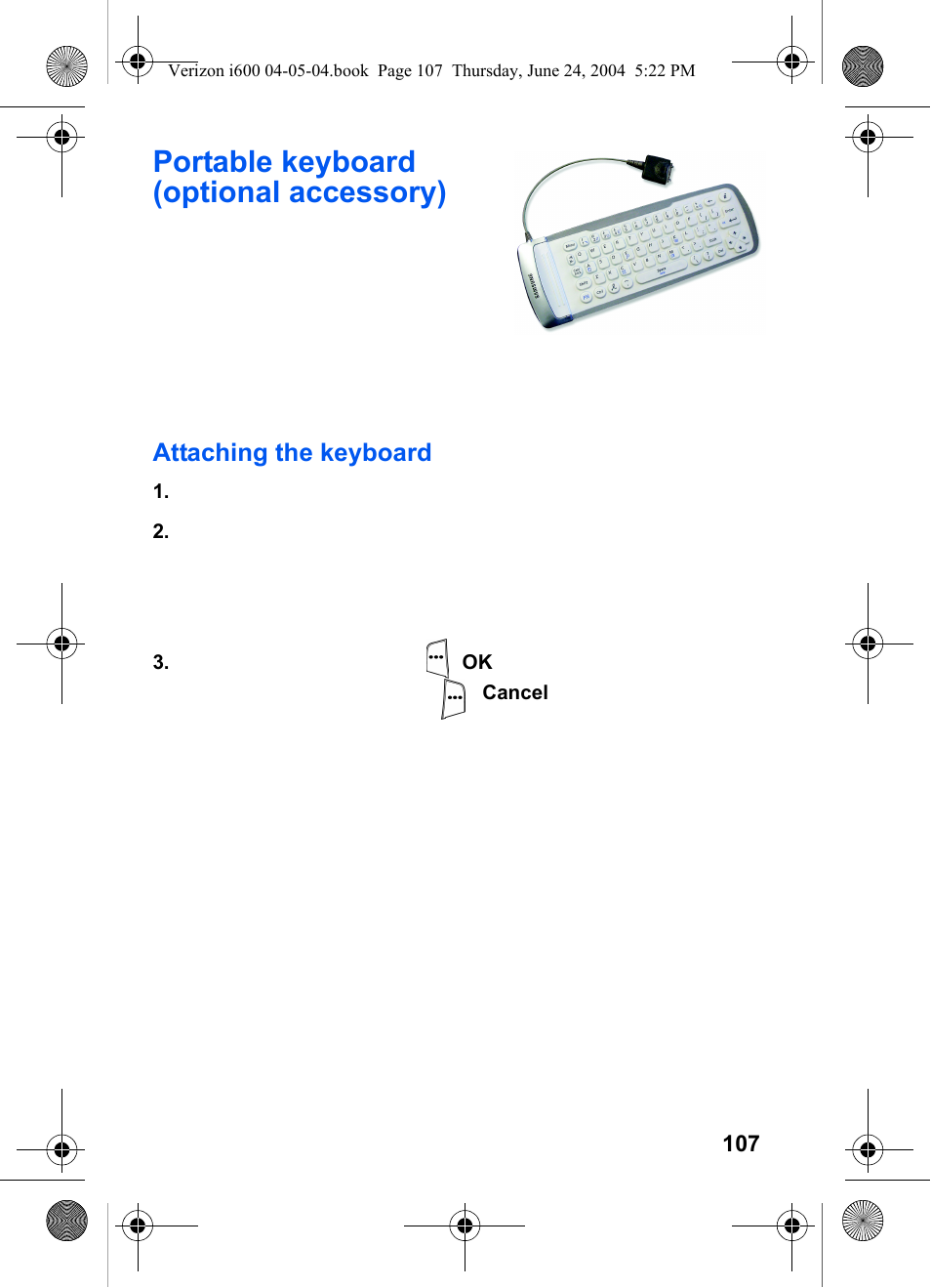 Portable keyboard (optional accessory) | Samsung SCH-I600MSAXAR User Manual | Page 115 / 136