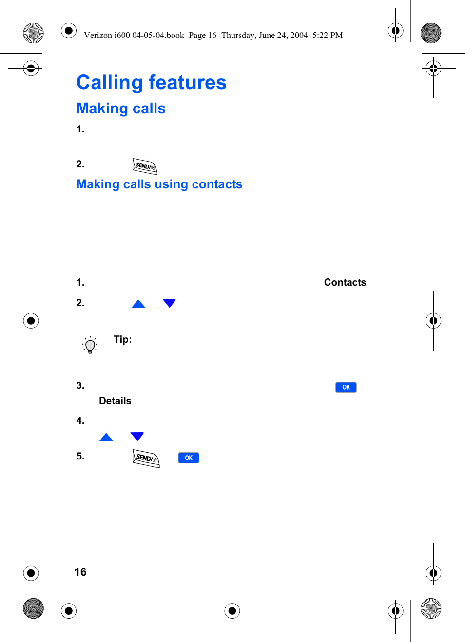 Calling features, Making calls | Samsung SCH-I600MSAXAR User Manual | Page 24 / 136
