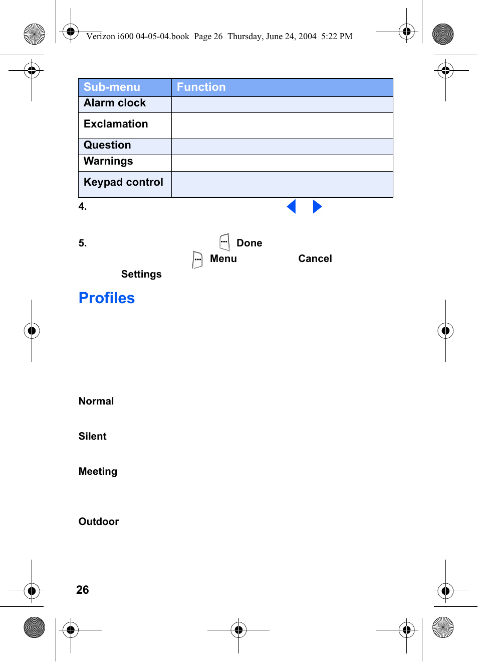 Profiles | Samsung SCH-I600MSAXAR User Manual | Page 34 / 136