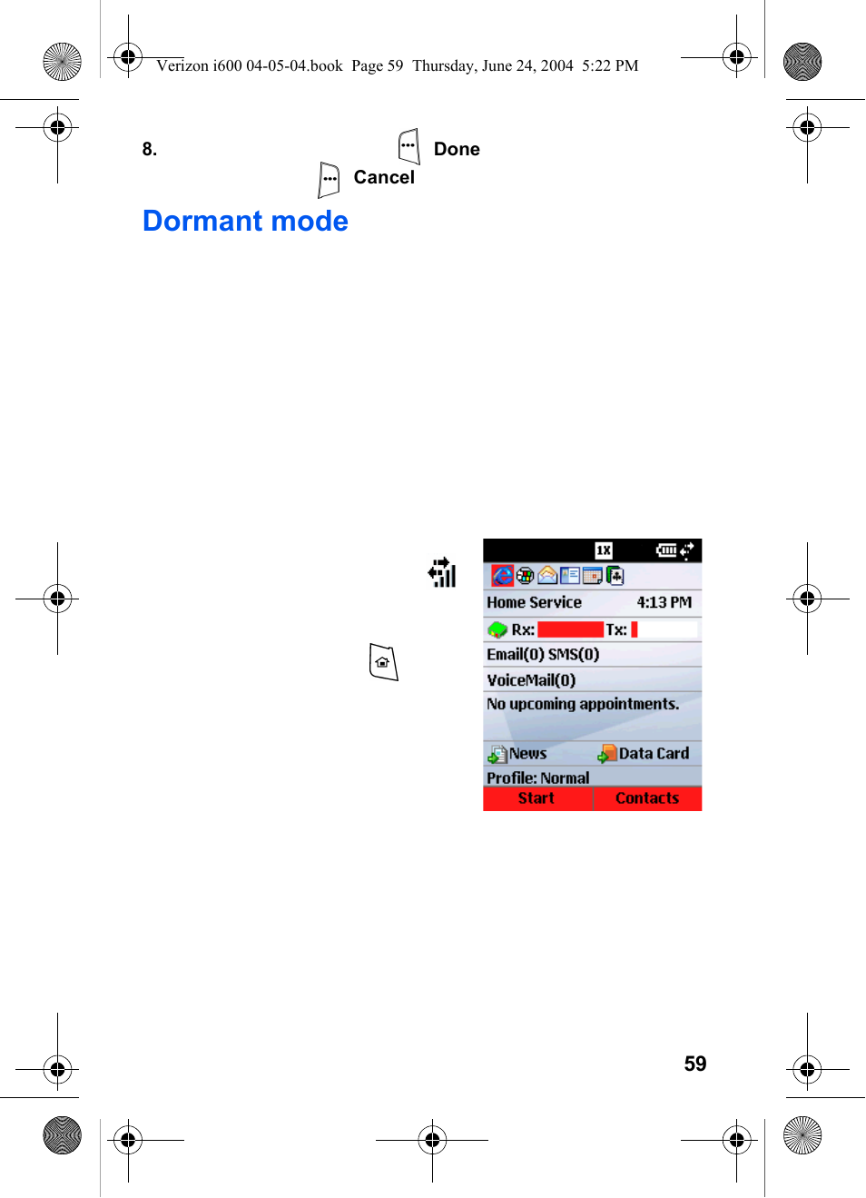 Dormant mode | Samsung SCH-I600MSAXAR User Manual | Page 67 / 136