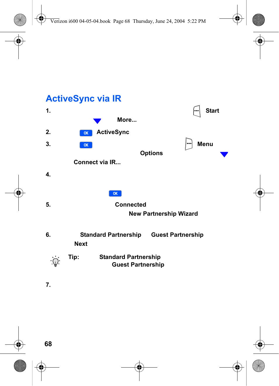 Activesync via ir | Samsung SCH-I600MSAXAR User Manual | Page 76 / 136