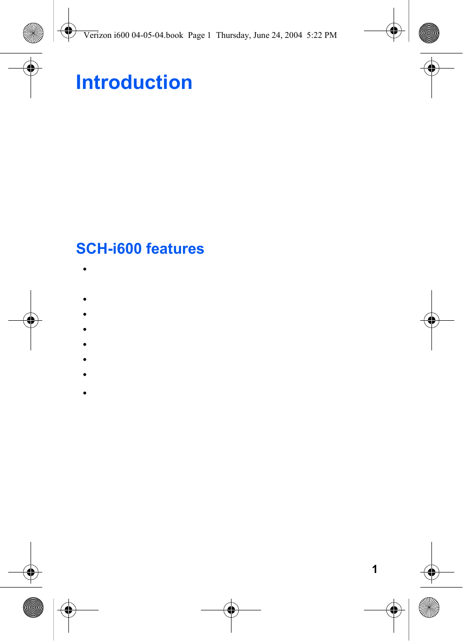 Introduction, Sch-i600 features, Pocket outlook | Pocket internet explorer, Msn messenger, Windows media player, Activesync (pc sync sw) | Samsung SCH-I600MSAXAR User Manual | Page 9 / 136