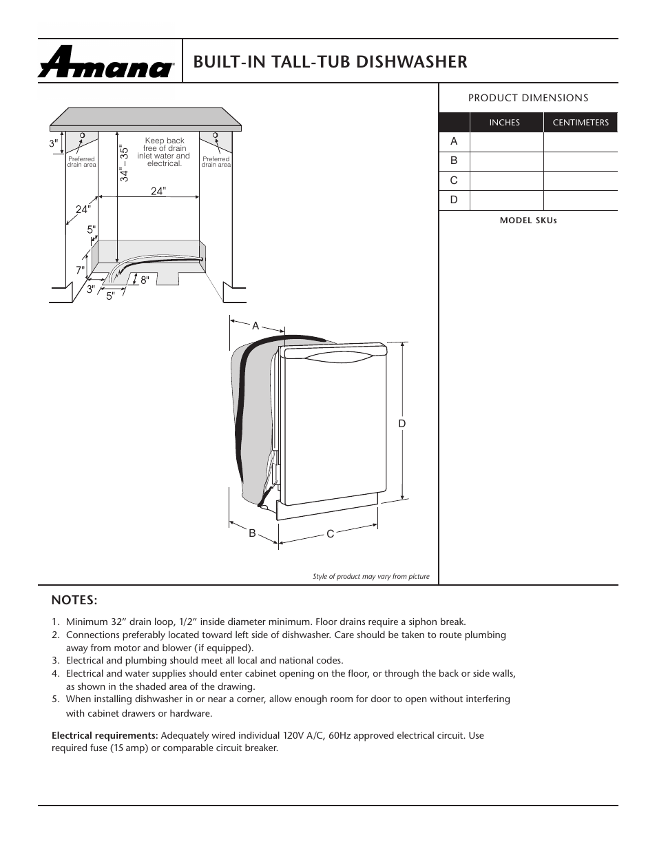 Amana BUILT-IN TALL-TUB DISHWASHER ADB2500AWQ User Manual | 1 page