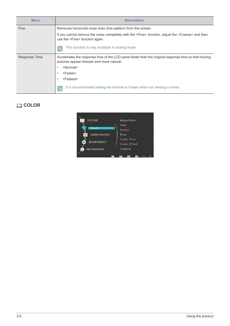 Color | Samsung LS23NVTABW-ZA User Manual | Page 26 / 44