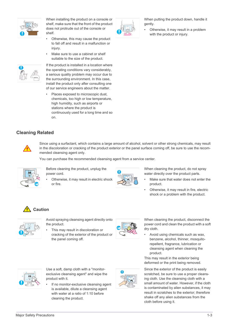 Cleaning related | Samsung LS23NVTABW-ZA User Manual | Page 9 / 44