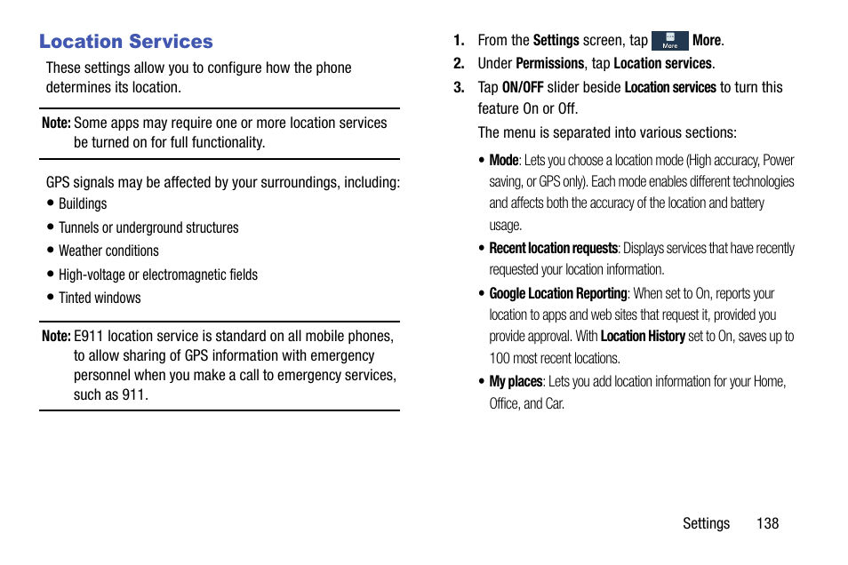 Location services | Samsung SCH-R890ZKAUSC User Manual | Page 145 / 159