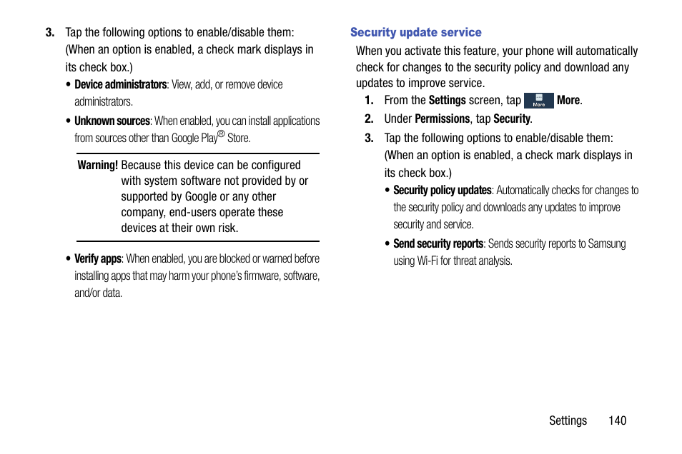 Security update service | Samsung SCH-R890ZKAUSC User Manual | Page 147 / 159