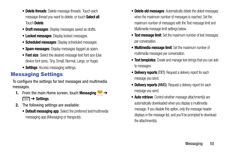 Messaging settings | Samsung SCH-R890ZKAUSC User Manual | Page 57 / 159