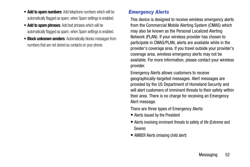 Emergency alerts | Samsung SCH-R890ZKAUSC User Manual | Page 59 / 159