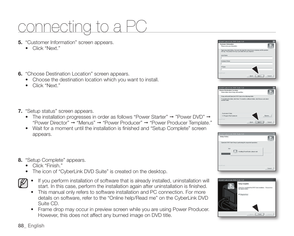 Connecting to a pc | Samsung SC-HMX10C-XAA User Manual | Page 100 / 124