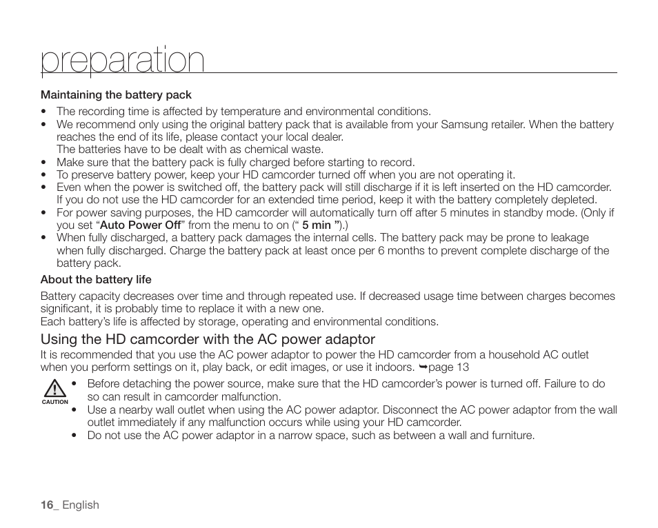 Preparation | Samsung SC-HMX10C-XAA User Manual | Page 28 / 124